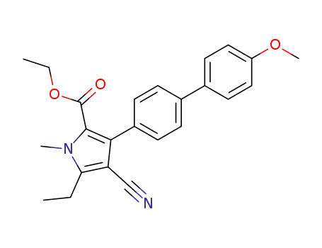 Molecular Structure of 851193-98-1 (4-cyano-5-ethyl-3-(4'-methoxy-biphenyl-4-yl)-1-methyl-1<i>H</i>-pyrrole-2-carboxylic acid ethyl ester)