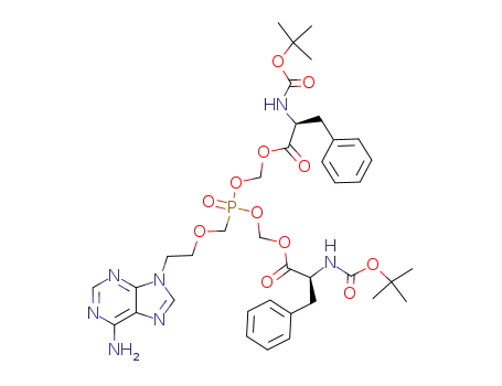 Molecular Structure of 928651-99-4 (2-<i>tert</i>-butoxycarbonylamino-3-phenyl-propionic acid [2-(6-amino-purin-9-yl)-ethoxymethyl]-(2-<i>tert</i>-butoxycarbonylamino-3-phenyl-propionyloxymethoxy)-phosphinoyloxymethyl ester)