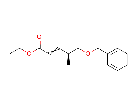 Molecular Structure of 192388-25-3 (2-Pentenoic acid, 4-methyl-5-(phenylmethoxy)-, ethyl ester, (S)-)
