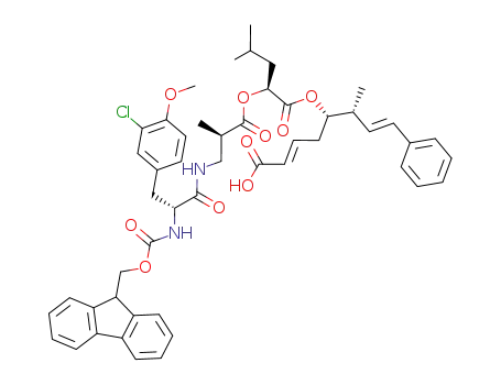 (2E,7E)-(5S,6R)-5-((S)-2-{(R)-3-[(R)-3-(3-Chloro-4-methoxy-phenyl)-2-(9H-fluoren-9-ylmethoxycarbonylamino)-propionylamino]-2-methyl-propionyloxy}-4-methyl-pentanoyloxy)-6-methyl-8-phenyl-octa-2,7-dienoic acid