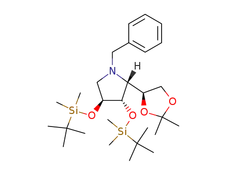 Molecular Structure of 117770-09-9 (N-benzyl-2,3-bis-(O-tert-butyldimethylsilyl)-1,4-dideoxy-5,6-O-isopropylidene-1,4-imino-D-glucitol)