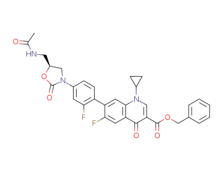 Benzyl-7-(4-{(5S)-5-{(acetylamino)methyl}-2-oxo-1,3-oxazolidin-3-yl}-2-fluorophenyl)-1-cyclopropyl-6-fluoro-4-oxo-1,4-dihydro-3-quinolinecarboxylate