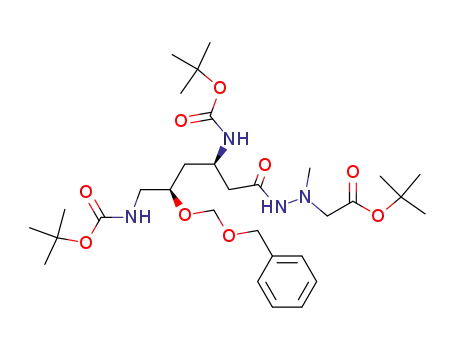 [N'-((3R,5R)-5-Benzyloxymethoxy-3,6-bis-tert-butoxycarbonylamino-hexanoyl)-N-methyl-hydrazino]-acetic acid tert-butyl ester