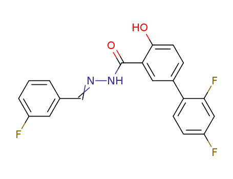 Molecular Structure of 662157-88-2 (2',4'-Difluoro-4-hydroxy-biphenyl-3-carboxylic acid [1-(3-fluoro-phenyl)-meth-(E)-ylidene]-hydrazide)
