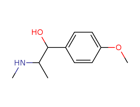 Molecular Structure of 102675-62-7 (Benzenemethanol, 4-methoxy-a-[(1R)-1-(methylamino)ethyl]-, (aS)-rel-)