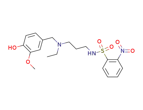 Molecular Structure of 906747-76-0 (Benzenesulfonamide,
N-[3-[ethyl[(4-hydroxy-3-methoxyphenyl)methyl]amino]propyl]-2-nitro-)