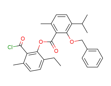 Benzoic acid, 6-methyl-3-(1-methylethyl)-2-(phenylmethoxy)-,
2-(chlorocarbonyl)-6-ethyl-3-methylphenyl ester