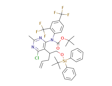 (2,4-bis-trifluoromethyl-phenyl)-{5-[1-(<i>tert</i>-butyl-diphenyl-silanyloxymethyl)-but-3-enyl]-6-chloro-2-methyl-pyrimidin-4-yl}-carbamic acid <i>tert</i>-butyl ester