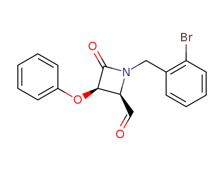 Molecular Structure of 850479-00-4 (2-Azetidinecarboxaldehyde,
1-[(2-bromophenyl)methyl]-4-oxo-3-phenoxy-, (2R,3R)-)
