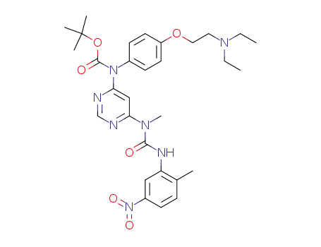 [4-(2-diethylamino-ethoxy)-phenyl]-{6-[1-methyl-3-(2-methyl-5-nitro-phenyl)-ureido]-pyrimidin-4-yl}-carbamic acid <i>tert</i>-butyl ester