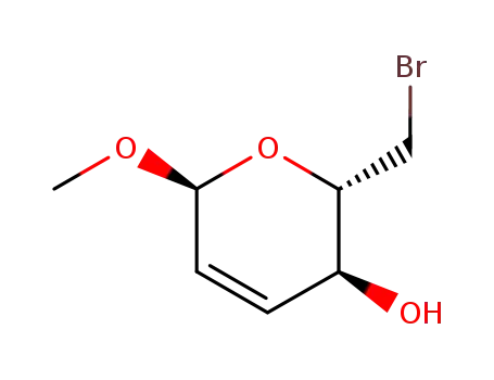 Molecular Structure of 79774-50-8 ((2S,3S,6S)-2-Bromomethyl-6-methoxy-3,6-dihydro-2H-pyran-3-ol)
