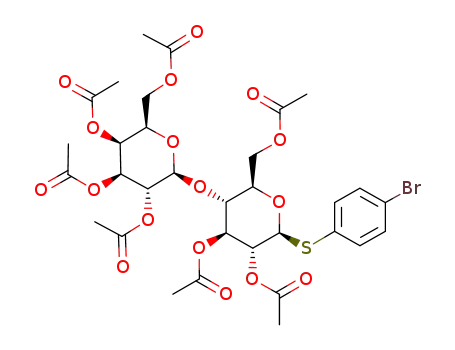 Acetic acid (2S,3R,4S,5R,6R)-3-acetoxy-6-acetoxymethyl-2-(4-bromo-phenylsulfanyl)-5-((2S,3R,4S,5S,6R)-3,4,5-triacetoxy-6-acetoxymethyl-tetrahydro-pyran-2-yloxy)-tetrahydro-pyran-4-yl ester