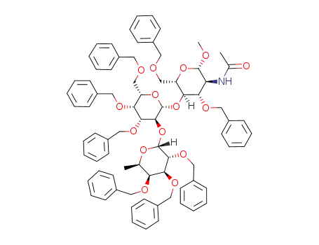 methyl 2-acetamido-2-deoxy-3,6-di-O-benzyl-4-O-[3,4,6-tri-O-benzyl-2-O-(2,3,4-tri-O-benzyl-α-D-fucopyranosyl)-β-L-galactopyranosyl]-β-L-glucopyranoside