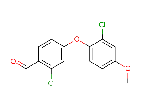 Molecular Structure of 698356-74-0 (2-chloro-4-(2-chloro-4-methoxy-phenoxy)-benzaldehyde)