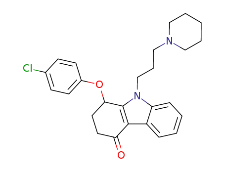 Molecular Structure of 882033-79-6 (1-(4-chloro-phenoxy)-9-(3-piperidin-1-yl-propyl)-1,2,3,9-tetrahydro-carbazol-4-one)