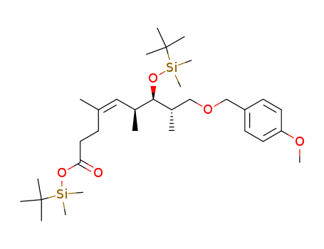 4-Nonenoic acid,  7-[[(1,1-dimethylethyl)dimethylsilyl]oxy]-9-[(4-methoxyphenyl)methoxy]-4,  6,8-trimethyl-, (1,1-dimethylethyl)dimethylsilyl ester, (4Z,6S,7R,8S)-