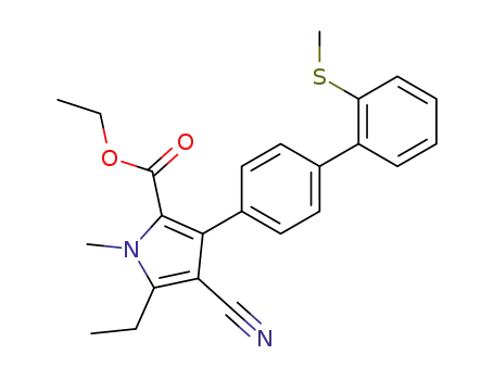 1H-Pyrrole-2-carboxylic acid,
4-cyano-5-ethyl-1-methyl-3-[2'-(methylthio)[1,1'-biphenyl]-4-yl]-, ethyl
ester