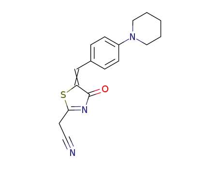 Molecular Structure of 812666-67-4 (2-cyanomethyl-5-[4-(piperidin-1-yl)benzylidenyl]-4,5-dihydro-4-thiazolinone)