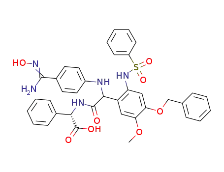 Molecular Structure of 227023-69-0 ({2-(2-benzenesulfonylamino-4-benzyloxy-5-methoxy-phenyl)-2-[4-(<i>N</i>-hydroxycarbamimidoyl)-phenylamino]-acetylamino}-phenyl-acetic acid)