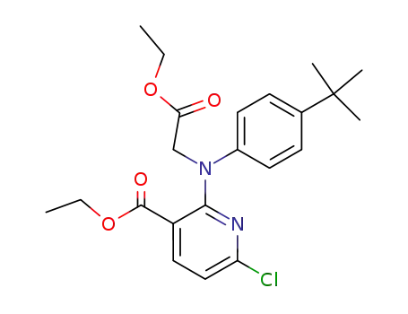 Molecular Structure of 911842-18-7 (3-Pyridinecarboxylic acid,
6-chloro-2-[[4-(1,1-dimethylethyl)phenyl](2-ethoxy-2-oxoethyl)amino]-,
ethyl ester)