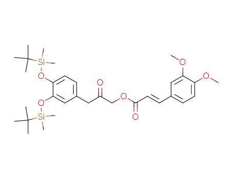 Molecular Structure of 854737-66-9 (3-(3,4-dimethoxy-phenyl)-acrylic acid 3-[3,4-bis-(<i>tert</i>-butyl-dimethyl-silanyloxy)-phenyl]-2-oxo-propyl ester)