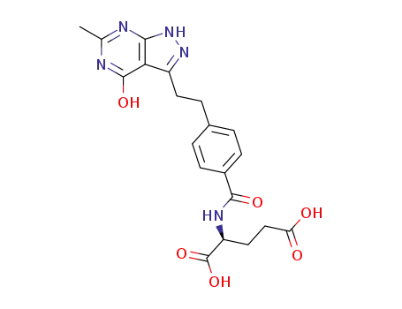 Molecular Structure of 144750-94-7 (N-<4-<2-(2-Methyl-4(3H)-oxo-7H-pyrazolo<3,4-d>pyrimidin-5-yl)ethyl>benzoyl>-L-glutamic acid)