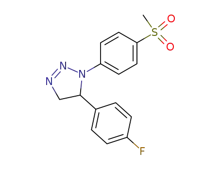 Molecular Structure of 850133-45-8 (3H-Pyrazole,
4-(4-fluorophenyl)-4,5-dihydro-3-[4-(methylsulfonyl)phenyl]-)