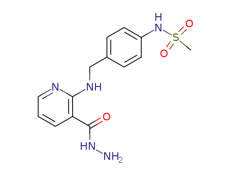 Molecular Structure of 900145-06-4 (3-Pyridinecarboxylic acid,
2-[[[4-[(methylsulfonyl)amino]phenyl]methyl]amino]-, hydrazide)