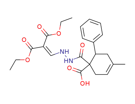 Molecular Structure of 780788-73-0 (3-Cyclohexene-1,1-dicarboxylic acid, 4-methyl-6-phenyl-,
mono[2-[3-ethoxy-2-(ethoxycarbonyl)-3-oxo-1-propenyl]hydrazide])