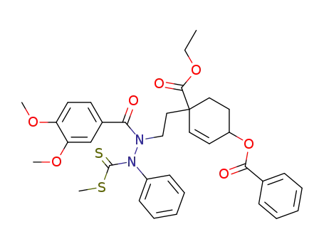 benzoic acid 4-{2-[N-(3,4-dimethoxybenzoyl)-N'-methylsulfanylthiocarbonyl-N'-phenylhydrazino]ethyl}-4-ethoxycarbonylcyclohex-2-enyl ester