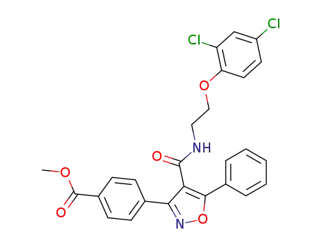 Molecular Structure of 927187-44-8 (4-{4-[2-(2,4-dichloro-phenoxy)-ethylcarbamoyl]-5-phenyl-isoxazol-3-yl}-benzoic acid methyl ester)