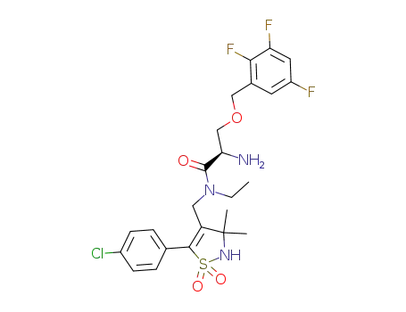 2-amino-<i>N</i>-[5-(4-chloro-phenyl)-3,3-dimethyl-1,1-dioxo-2,3-dihydro-1<i>H</i>-1λ<sup>6</sup>-isothiazol-4-ylmethyl]-<i>N</i>-ethyl-3-(2,3,5-trifluoro-benzyloxy)-propionamide