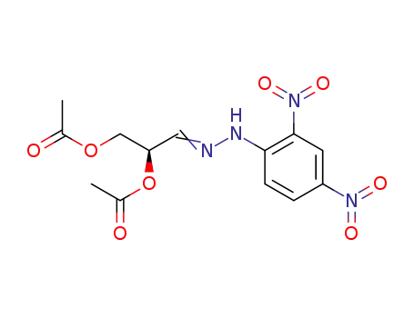 Molecular Structure of 113473-13-5 (Propanal, 2,3-bis(acetyloxy)-, 1-[(2,4-dinitrophenyl)hydrazone], (S)-)
