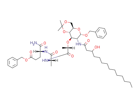 (R)-4-((S)-2-{(S)-2-[(4aR,6S,7R,8R,8aS)-6-Benzyloxy-7-(3-hydroxy-tetradecanoylamino)-2,2-dimethyl-hexahydro-pyrano[3,2-d][1,3]dioxin-8-yloxy]-propionylamino}-propionylamino)-4-carbamoyl-butyric acid benzyl ester