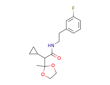 Molecular Structure of 854133-15-6 (2-cyclopropyl-<i>N</i>-[2-(3-fluoro-phenyl)-ethyl]-2-(2-methyl-[1,3]dioxolan-2-yl)-acetamide)