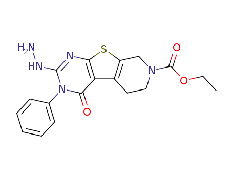 ethyl 2-hydrazino-4-oxo-3-phenyl-3,4,5,8-tetrahydropyrido[4',3':4,5]thieno[2,3-d]pyrimidine-7(6H)-carboxylate
