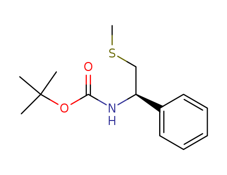 Molecular Structure of 140373-21-3 (Carbamic acid, [2-(methylthio)-1-phenylethyl]-, 1,1-dimethylethyl ester,
(R)-)