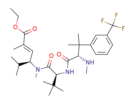 (E)-(S)-4-({(S)-3,3-Dimethyl-2-[(S)-3-methyl-2-methylamino-3-(3-trifluoromethyl-phenyl)-butyrylamino]-butyryl}-methyl-amino)-2,5-dimethyl-hex-2-enoic acid ethyl ester