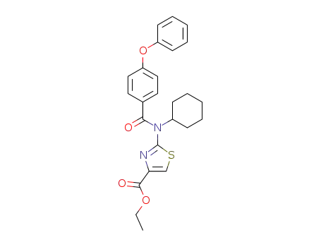 Molecular Structure of 827038-94-8 (4-Thiazolecarboxylic acid, 2-[cyclohexyl(4-phenoxybenzoyl)amino]-,
ethyl ester)
