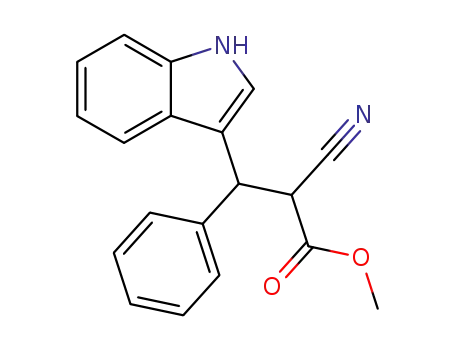 Molecular Structure of 108479-45-4 (2-cyano-3-(1H-indol-3-yl)-3-phenylpropionic acid methyl ester)
