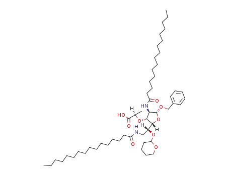 (R)-2-{(2R,3R,4R,5R)-5-Benzyloxy-4-hexadecanoylamino-2-[(R)-2-hexadecanoylamino-1-(tetrahydro-pyran-2-yloxy)-ethyl]-tetrahydro-furan-3-yloxy}-propionic acid
