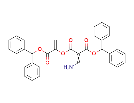 Molecular Structure of 141599-23-7 (Propanedioic acid, (aminomethylene)-,
1-[(diphenylmethoxy)carbonyl]ethenyl diphenylmethyl ester, (Z)-)