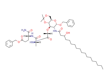(R)-4-((S)-2-{(S)-2-[(4aR,6S,7R,8R,8aS)-6-Benzyloxy-7-(3-hydroxy-octadecanoylamino)-2,2-dimethyl-hexahydro-pyrano[3,2-d][1,3]dioxin-8-yloxy]-propionylamino}-propionylamino)-4-carbamoyl-butyric acid benzyl ester
