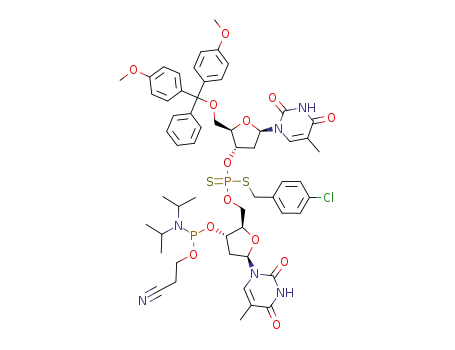 5'-O-dimethoxytritylthymidylyl S-(4-chlorobenzyl)-3'-O-(5'-O-thymidylyl-3'-O<N,N-diisopropylamino-β-cyanoethoxyphosphinyl>)-phosphorodithioate