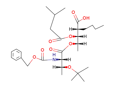 (2R, 3R, 4S) 4-(N-benzyloxycarbonyl-O-tert-butyl-L-threonyloxy)-2-butyl-3-isovaleryloxy-pentanoic acid