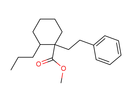 Molecular Structure of 62664-78-2 (Cyclohexanecarboxylic acid, 1-(2-phenylethyl)-2-propyl-, methyl ester)