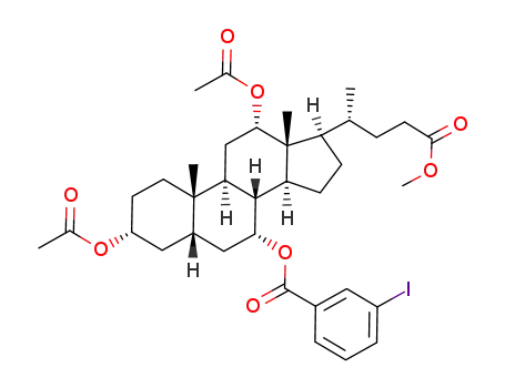 Molecular Structure of 949022-94-0 (methyl 3α,12α-diacetoxy-7α-(3'-iodobenzoyl)oxy-5β-cholan-24-oate)