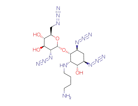 Molecular Structure of 948916-02-7 (2-[(4-AMINOBUTYL)AMINO]-4,6-DIAZIDO-2,4,5,6-TETRADEOXY-3-O-(2,6-DIAZIDO-2,6-DIDEOXY-D-GLUCOPYRANOSYL)-D-MYO-INOSITOL)