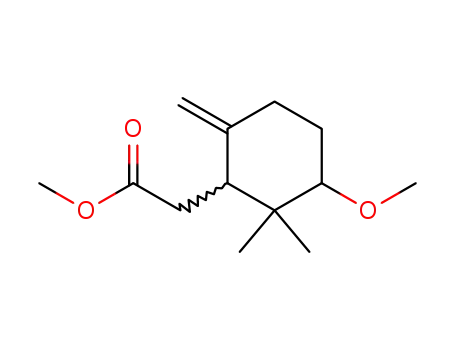 Molecular Structure of 73739-72-7 ((3-Methoxy-2,2-dimethyl-6-methylene-cyclohexyl)-acetic acid methyl ester)
