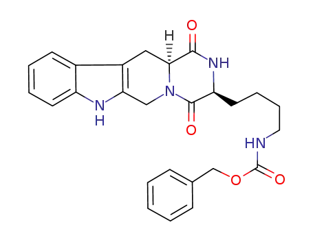 (3S,12aS)-3-(4'-benzyloxycarbonylaminobutyl)-2,3,6,7,12,12a-hexahydropyrazino[1',2':1,6]pyrido[3,4-b]indole-1,4-dione